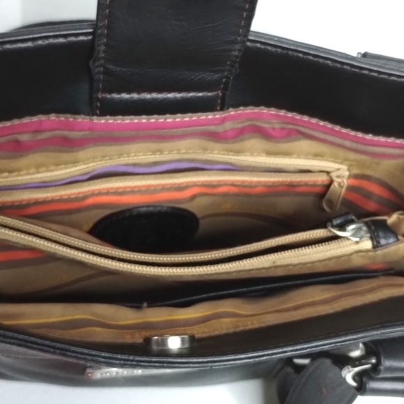 Etienne Aigner Large Satchel Shoulder Bag Black Leather with Keychain - Picture 11 of 16